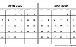 Apr May 2020 Calendar Monday Start Editable Two Months Template