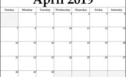 April 2019 Blank Calendar Templates