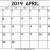 Printable   Calendar 2019 April Monday