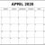 Printable Calendar April 2020