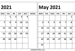 April May 2021 Calendar Free Printable