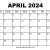 April Printable Calendar 2024