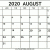August Calendar 2020 Printable