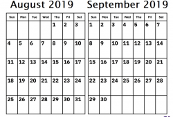 2019 August September Calendar Template