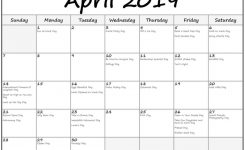 Best April Calendar Holidays Download 2019 Printable Calendar