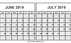 Black And White Calendar 2019 June July 2019 Free Calendar