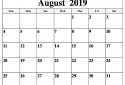 August Calendar 2019 Download