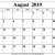 August 2019 Calendar Printable Pdf