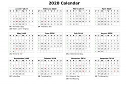 Monthly Calendar 2020 Printable