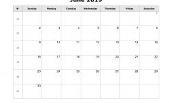 Blank Calendar For June 2019