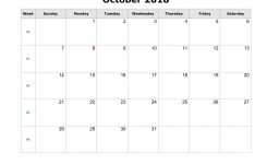 Blank Calendar For October 2018