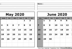 May And June 2020 Calendar