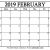 2019 February Calendar Template