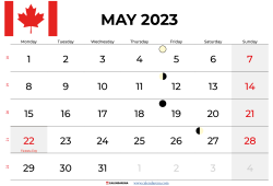 Blank May 2023 Calendar Canada