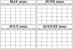 Blank Printable Calendar May to July 2021