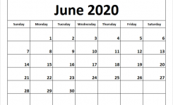 Blank Printable June Calendar 2020 Template Free