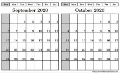 Blank September October 2020 Calendar Print Blank Calendar Template