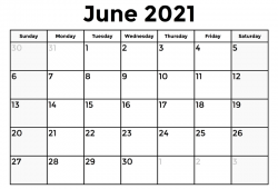 Calendar 2021 June Free