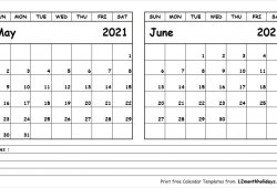 Calendar 2021 May June Notes