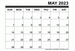 Calendar 2023 May Free Printable