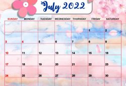 Calendar July 2022 Cute Printable