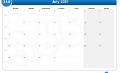 Calendar July 2031
