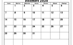 Calendario Diciembre 2020 Blanco Y Negr | Befaro