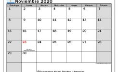 Calendario Noviembre 2020 Argentina Michel Zbinden Es