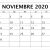 Calendario Noviembre 2020 En Blanco