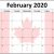 February 2020 Calendar Pink