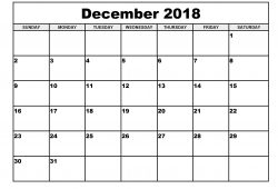 December 2018 Calendar Document