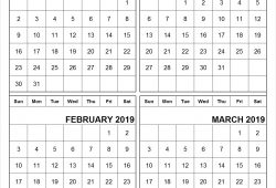 December To March 2019 Calendar