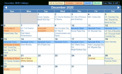December 2020 Calendar With Holidays – United States