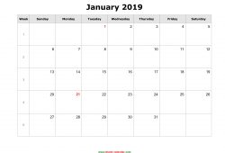 Free Printable January Calendar 2019