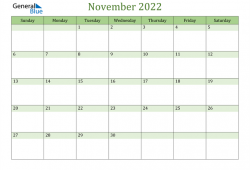 Editable Calendar September to November 2022
