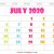 July Calendar 2020 For Kids