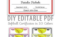 Editable Pdf Sports Team Softball Certificate Award Template In 10