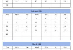 Feb Mar 2021 Calendar Printable Template
