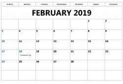 February Calendar With Holidays 2019