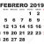 February Calendar 2019 In Spanish
