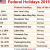2019 Federal Holiday Calendar