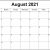 August 2021 Calendar Template Word