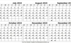 Free Blank Calendar 2019 July December July 2019 Calendar Events