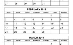 Free Download Printable Calendar 2019 3 Months Per Page 4 Pages