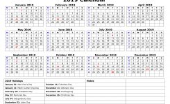 Free Download Printable Calendar 2019 With Us Federal Holidays One