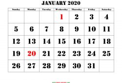 Printable Monthly Calendar 2020