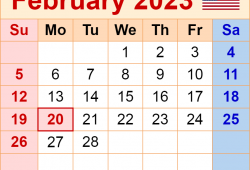 Free February 2023 Calendar United States