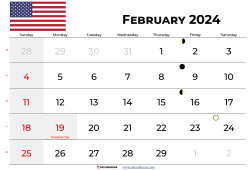 Free February 2024 Calendar United States