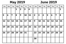 May To June 2019 Calendar Template