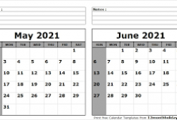 Free May June 2021 Calendar